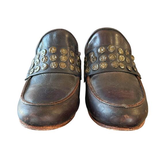 Freebird by Steven Muse Studded Leather Mules - Brown-Black - 9 - Picture 5 of 9